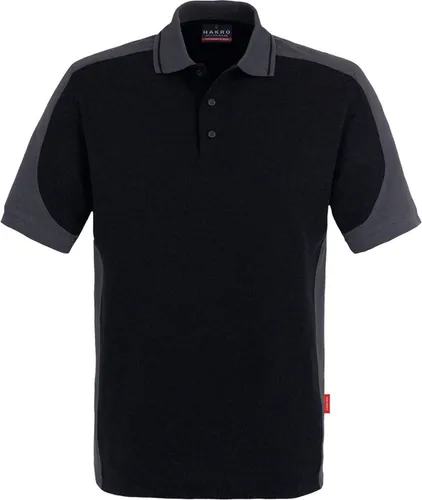 HAKRO Poloshirt Contrast Mikralinar® 839, schwarz/anthrazit - Größe XL - Arbeits- & Schutzkleidung: Strapazierfähiges Poloshirt mit kontrastfarbigen Einsätzen und hochwertiger Verarbeitung, ideal für den Einsatz in der gewerblichen Wäscherei.