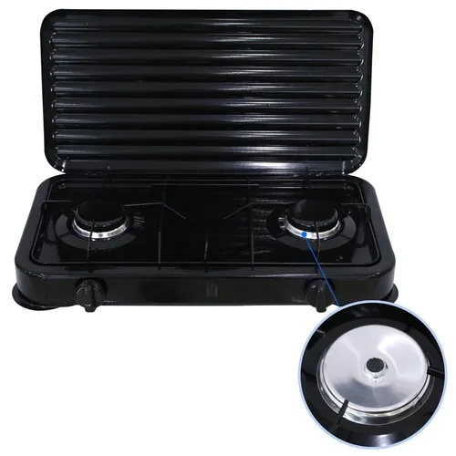 Melko Gaskocher 2-flammig - Campingkocher für Outdoor-Aktivitäten, stufenlos regulierbare Flamme und sofort einsatzbereit, ideal für Garten und Camping.