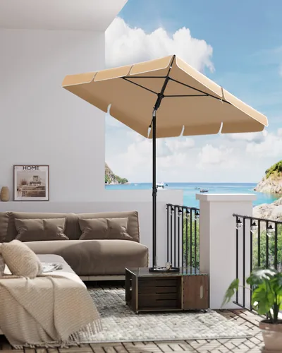 SONGMICS Sonnenschirm 200 x 125 cm - UPF 50+ Balkonschirm, höhenverstellbar und knickbar - Sonnenschirm für Garten, Terrasse und Balkon, mit UPF 50+ für optimalen UV-Schutz und höhenverstellbar für individuellen Komfort.