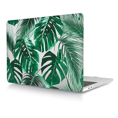 Hülle Kompatibel mit Neues MacBook Pro 13 Zoll 2020 2019 2018 2017 2016 Freisetzung A1706 A1708 A1989 A2159 A2251 A2289 A2338 M1, Plastik Schützend Hartschale Snap Case, Grüne Blätter