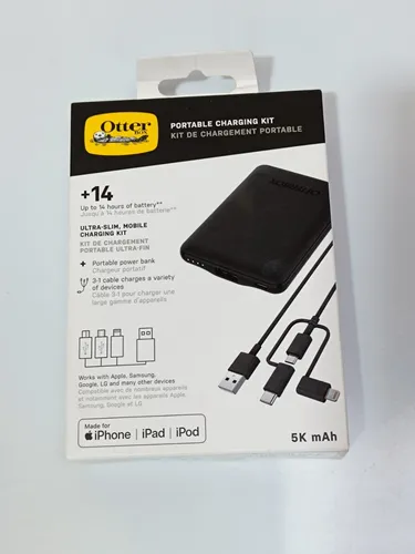 OtterBox Ladeset 5,000 mAh - Mobiles Ladegerät mit 3 in 1 Ladekabel - Externe Handyakkus mit 5000 mAh Kapazität und ultraschlankem Design, ideal für Reisen und unterwegs. Inklusive 3-in-1 Ladekabel für alle gängigen Anschlüsse.