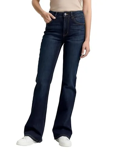 TOM TAILOR Damen Schlagjeans "STELLA", Gr. 33, Länge 32 - Stylische Damen-Schlagjeans von TOM TAILOR mit Bootcut Fit und Stretch für optimalen Tragekomfort. Ideal für lässige Freizeitlooks, robust und vielseitig kombinierbar.