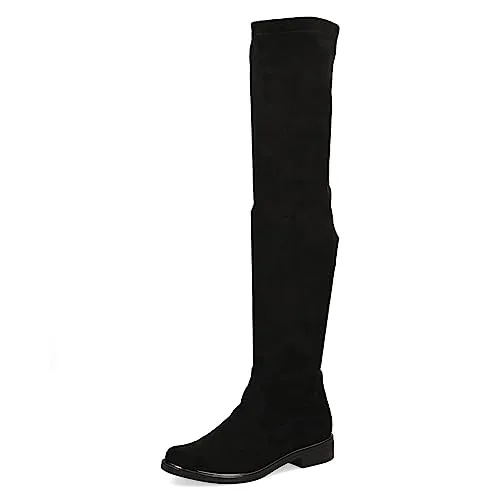 CAPRICE Damen Overknee Stiefel Kleiner Absatz Vegan, Schwarz (Black Stretch), 39 EU