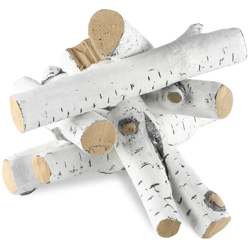 VEVOR 6er-Set Keramikholz Dekoholz - Bauholz mit realistischer Birkenholz-Optik, hitzebeständig bis 1000 ℃ und ideal für Gaskamine und dekorative Elemente.