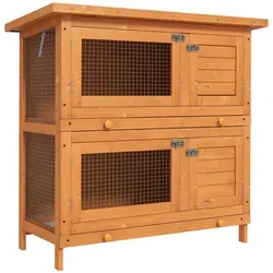 PawHut Kleintierstall Tannenholz - Wetterfester Stall für Zwergkaninchen - Freilaufgehege & Käfige für Kleintiere, umweltfreundlich gestrichen und mit Schrägdach für optimalen Wetterschutz.