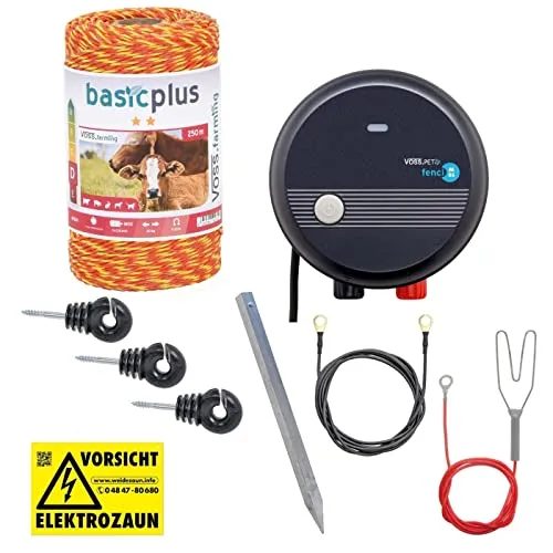 VOSS.farming Elektrozaun Starterset für Garten und Weide - Weidezäune & Pfähle, ideal zur sicheren Einzäunung von Haustieren und zur Gartensicherung. Mit 9000 V Spannung und Smart-Control-Mikroprozessor für optimale Sicherheit.