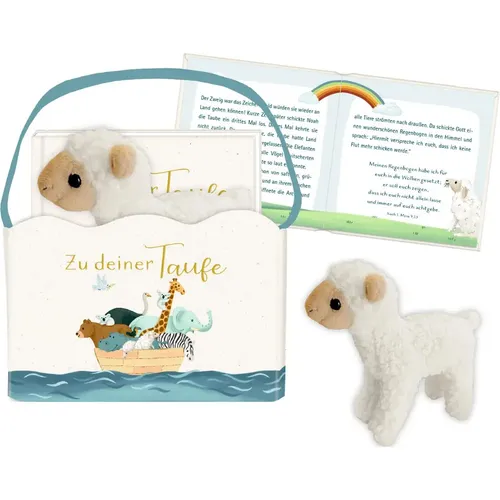 Geschenkset – Zu deiner Taufe: Geschenktasche mit Buch und Plüschlamm - Geschenkset für die Taufe: Enthält ein liebevoll gestaltetes Buch und ein kuscheliges Plüschlamm – das perfekte Geschenk für unvergessliche Erinnerungen.