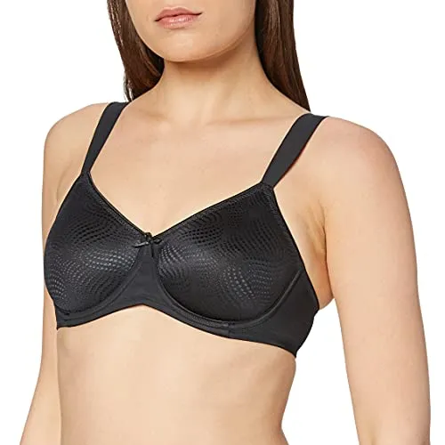Triumph BH Essential Minimizer W Schwarz G 85 Damen - Funktionsunterwäsche mit elegantem Jacquardmuster und minimierendem Effekt - ideal für größere Oberweiten, bietet Komfort und Unterstützung den ganzen Tag.