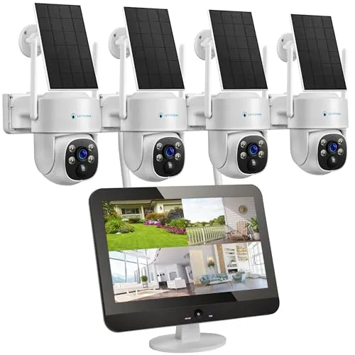 LUVISION Dual WLAN PTZ Überwachungssystem - Überwachungskameras mit 4MP Auflösung und schwenkbaren Funktionen, ideal für Innen- und Außenbereiche, ausgestattet mit Solar-Panels und smarten Nachtsicht-Funktionen.