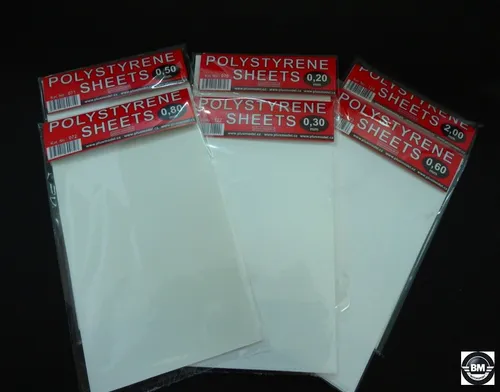 Plus Model Polystyrene Sheets 190 x 110 x 0,8 mm 2 Stück Kunststoff Platte 072