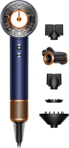 Dyson Supersonic HD16 T1/T2 Haartrockner in Prussian Blue/Rich Copper - Hochwertiger Haartrockner für Damen mit innovativer Technologie, die für schnelles Trocknen sorgt. Stilvolles Design in Prussian Blue/Rich Copper.