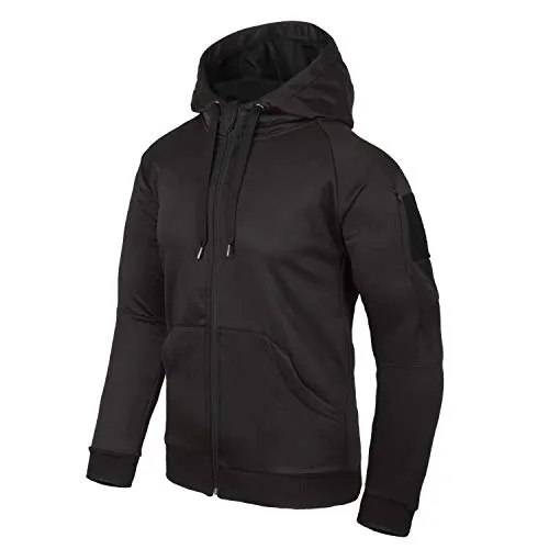 Helikon-Tex URBAN Tactical Hoodie Fullzip - Schwarz - Vielseitiger Hoodie für den Schießsport, ausgestattet mit verstellbarer Kapuze, praktischen Taschen und elastischen Bündchen für optimalen Tragekomfort.