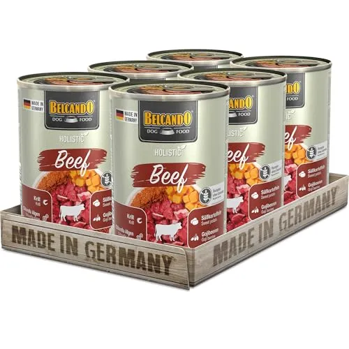 BELCANDO Holistic Beef Nassfutter für Hunde 6x400g - Getreidefreies Hundefutter mit hochwertigem Rind und Superfood-Zutaten. Ideal für alle Hunderassen und Altersgruppen, hergestellt in Deutschland.