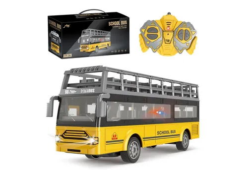 Esun RC-Auto Ferngesteuertes Schulbus Spielzeug 1:30 mit Lichtern - Realistisches Design und einfache Steuerung: Der ferngesteuerte Schulbus bietet 4 Kanäle für Vorwärts-, Rückwärts- und Kurvenfahrten. Ideal für Kinder ab 3 Jahren, sorgt für stundenlangen Spielspaß.
