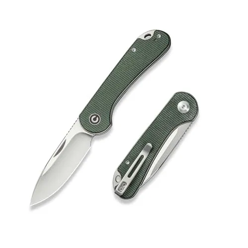 CIVIVI Elementum Slip Joint Taschenmesser Klappmesser 7,52 CM 14C28N Klinge Canvas-Micarta-Griff, Outdoor EDC-Messer C18062AJ-2 (Grün)