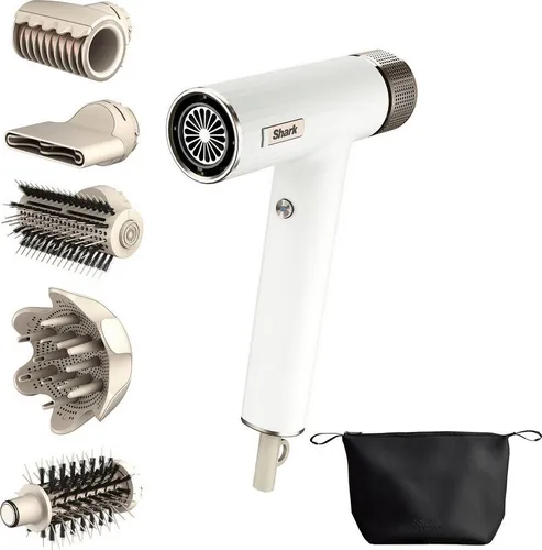Shark SpeedStyle Haartrockner mit RapidGloss Finisher - Haartrockner mit 5 IQ-Stylern für alle Haartypen, schnelltrocknend ohne Hitzeschäden und für ein hochglänzendes Finish dank Coanda-Technologie.