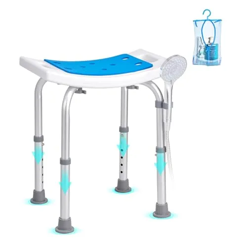 VEVOR Duschstuhl Höhenverstellbar 36-49cm - Dusch- & Badehocker, stabil und sicher bis 158,8 kg, 6-fach höhenverstellbar für individuellen Komfort und optimale Nutzung im Badezimmer.