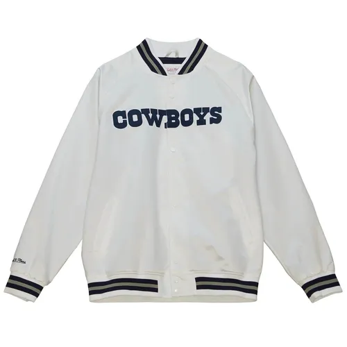 M&N Lightweight Satin Varsity Jacke - Dallas Cowboys - S - Stylische Windjacke für Herren in Größe S, ideal für Freizeit und Sport. Gefüttert und aus hochwertigem Polyester, bietet sie Komfort und eine perfekte Passform.