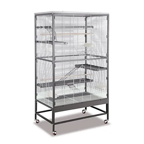 Montana Cages Casa 90 Voliere für Nager - Sevilla II Antik/Platinum - Käfige & Laufställe für Kleintiere, hochwertige und ungiftige Materialien mit Platz für Spiel und Erholung, individuell gestaltbar mit Spitzdach