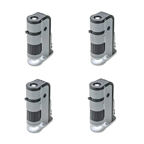 Carson MicroFlip 100x-250x Taschenmikroskop mit Smartphone-Adapter für Fotos und Videos - 4er Set (MP-250MU)