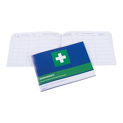 ACTIOMEDIC Erste-Hilfe-Buch DIN A5 (40 Seiten) – Unfallbuch & Verbandbuch zur Dokumentation geleisteter Erster Hilfe für Arbeit, Schule & Büro, mit Vordruck, 1 Stück
