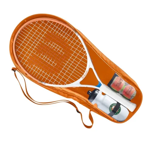 Wilson Kinder-Tennisschläger Roland Garros 23in Set für 7-10 Jahre - Perfekter Einstieg in die Tenniswelt! Dieses Set enthält einen leichten 23" Schläger, zwei strapazierfähige Bälle und eine praktische Trinkflasche – ideal für junge Spieler, die ihre Fähigkeiten entwickeln möchten.