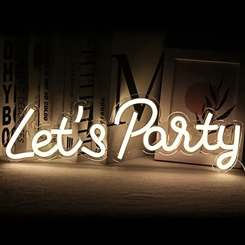 SIGNSHIP Let's Party Neonschild warm Weißer führte Neonlicht, USB-betriebene Party-Leuchtreklame, Dekorative Wandlichter für Geburtstag, Hochzeit, Abschlussfeier, Bar, Dekoration