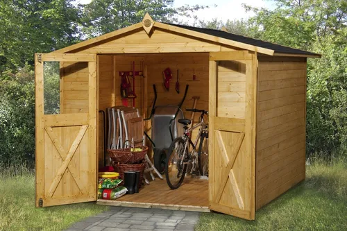 weka Gartenhaus 316 Gr.4 - lasiert, 19 mm, DT - Gartenhaus aus 19 mm massiven Holz, lasiert für zusätzlichen Schutz, ideal für die Aufbewahrung von Gartenutensilien und als gemütlicher Rückzugsort.