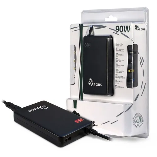 Inter-Tech ARGUS NB-90SA 90 Watt Universal Notebook Netzteil - Universales Notebooknetzteil mit 8 Adaptern für gängige Anschlüsse, ideal für Flexibilität und Kompatibilität, Output DC 12-22V, 6A Max 90W.