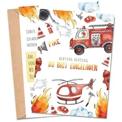MeinBaby123® Einladungskarten Kindergeburtstag inkl. 10 Umschläge, Kindergeburtstag Jungs und Mädchen, Geburtstagseinladungen Kinder rot
