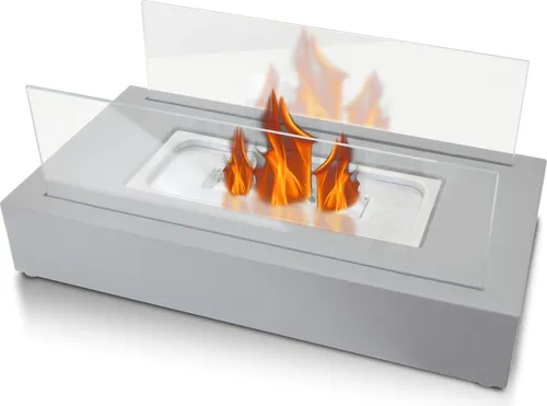 Purline Bioethanol-Kamin Algeiros, Weiß, 35x15x18 cm - Erleben Sie gemütliche Abende mit dem Purline Bioethanol-Kamin Algeiros. Kompakt und modern, ideal für Terrasse oder Wohnzimmer. Sauber und pflegeleicht – für echte Flammen ohne Rauch und Asche.