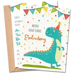 MeinBaby123® Einladungskarten Kindergeburtstag inkl. 10 Umschläge, Kindergeburtstag Jungs und Mädchen, Geburtstagseinladungen Kinder grün
