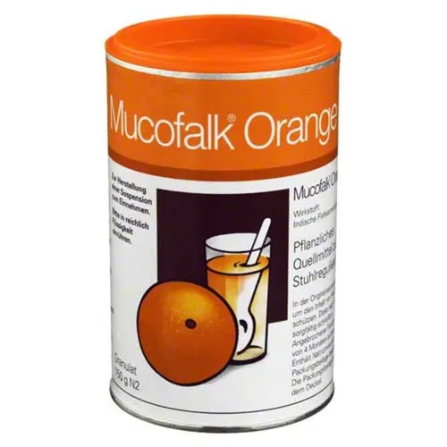 Mucofalk Orange 150 G - Arzneimittel zur Stuhlregulierung mit Indischen Flohsamenschalen, ideal bei chronischer Verstopfung und zur Erhöhung der Ballaststoffaufnahme.