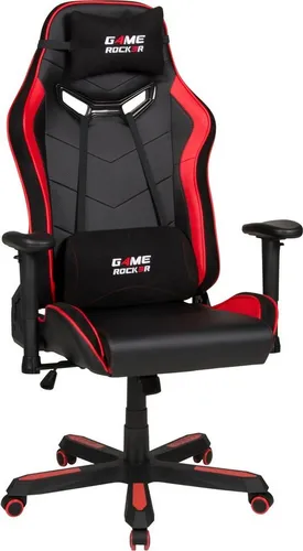 GAME ROCKER G-30 Large Gaming Stuhl - Komfort & Stil in Schwarz/Rot - Gaming-Stuhl mit Nacken- und Lendenkissen, bis 150 kg belastbar, verstellbare Rückenlehne und ergonomische Sitzfläche für maximalen Komfort.