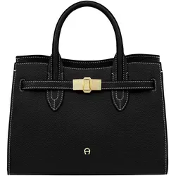 Aigner Farah Henkeltasche M 28 cm (schwarz) - Elegante Henkeltasche aus hochwertigem genarbtem Rindsleder. Flexibel tragbar mit verstellbarem Schulterriemen und praktischem Innenfach mit Reißverschluss. Perfekt für Alltag und besondere Anlässe.