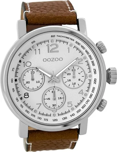 Oozoo Herrenuhr Timepieces C9455 - Elegante Quarz Analoguhr mit braunem Lederarmband - Armbanduhren für Herren, extra große 48mm Gehäuse, stilvolles Design mit braunem Lederarmband und Quarzwerk für präzise Zeitmessung.