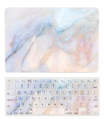 Hülle Kompatibel mit Neues MacBook Pro 15 Zoll 2019 2018 2017 2016 Freisetzung A1990 A1707 mit Touch Bar and Touch ID, Plastik Schützend Hartschale Snap Case & Tastaturabdeckung, Heller Marmor