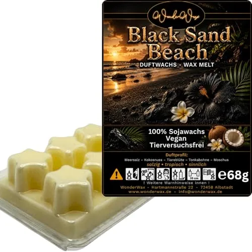 WonderWax Duftwachs Wax Melts für Duftlampe, 6 Sterne Duftmelt Wachsmelt Sojawachs Duftwachs Würfel für Raumdüfte, Wachs Duftöl Winter Indoor Schmelzen für Aromalampe Black Sand & Beach