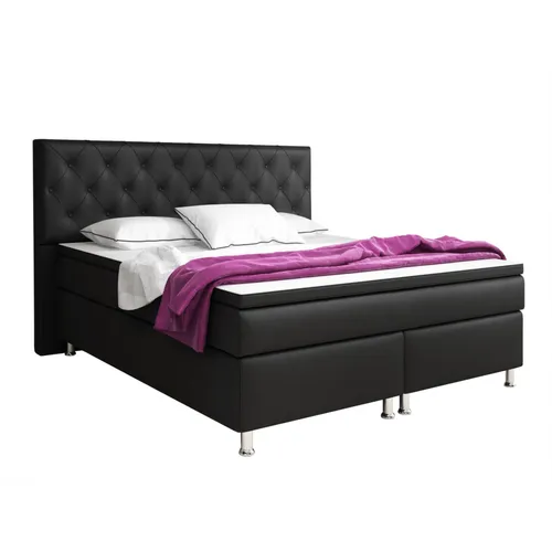 Inter Handels Boxspringbett Turin 180x200 cm schwarz - Betten mit 7-Zonen Taschenfederkernmatratze für optimalen Federkomfort und perfekte Körperanpassung, ideal für erholsamen Schlaf.
