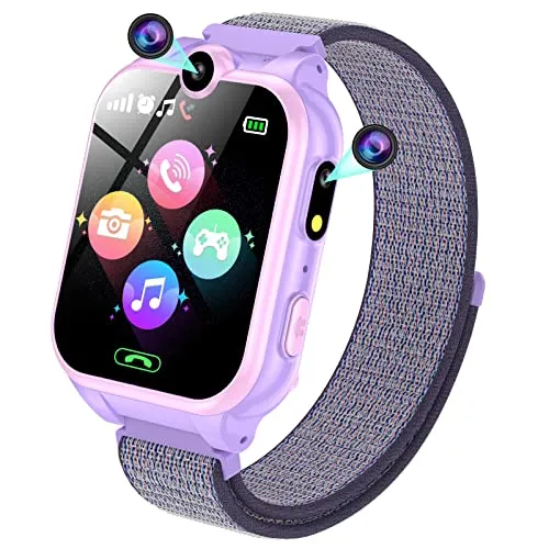 PTHTECHUS Smartwatch Kinder - 1.68'' Uhr Telefon für Mädchen Jungen mit Anruf, SOS, 18 Spiele, Musik, Kamera, Wecker, Taschenlampe, Kinderuhr Telefonieren Smart Watch Kids Geschenk