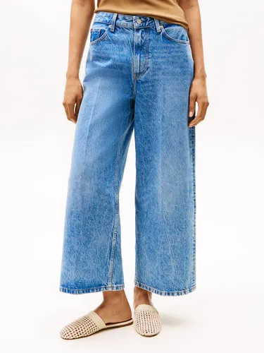 Tommy Hilfiger Weite Jeans WIDE LEG HW LOU mit Logo-Badge, mit Nieten, mit Bügelfalten blau 31