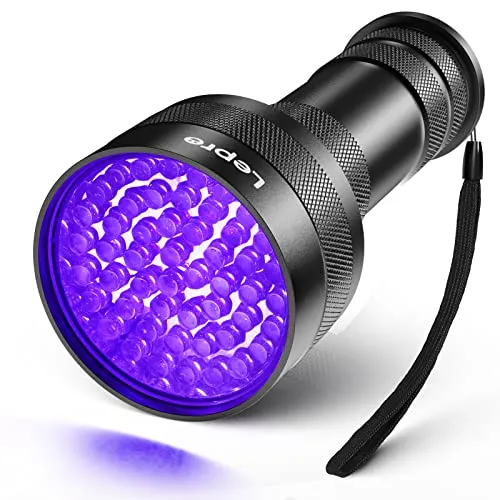 Lepro UV Schwarzlicht Taschenlampe HD51 - Heimtierurindetektoren: Entdecken Sie unsichtbare Urinflecken von Haustieren mit 51 leistungsstarken LEDs und einer Wellenlänge von 395 nm – für eine gründliche Reinigung ohne Mühe!