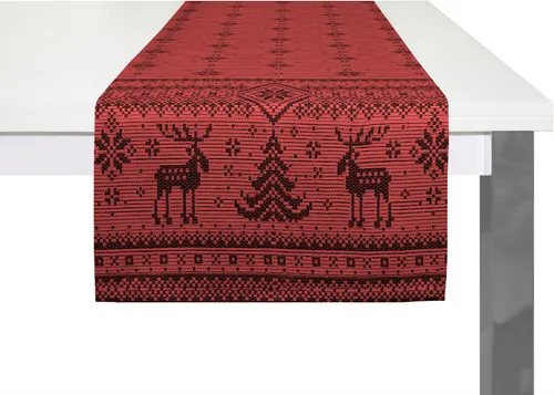 Wirth Tischläufer "ROMO", rot (rot, goldfarben), B/L: 50cm x 160cm, rechteckig