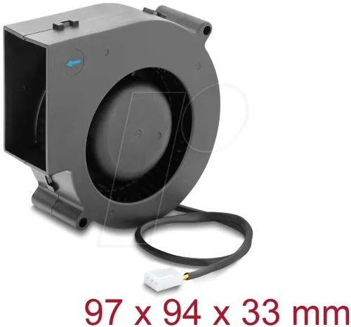 Delock Radiallüfter/Lüftergebläse 12V DC 97x94x33mm 3 Pin