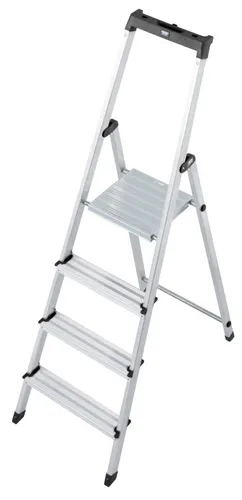 KRAUSE Stehleiter Solidy, 4 Stufen, 126221 - Leitern mit 80 mm tiefen, rutschsicheren Stufen für sicheres Arbeiten. TÜV-geprüft, max. Belastung 150 kg und Arbeitshöhe bis 285 cm.