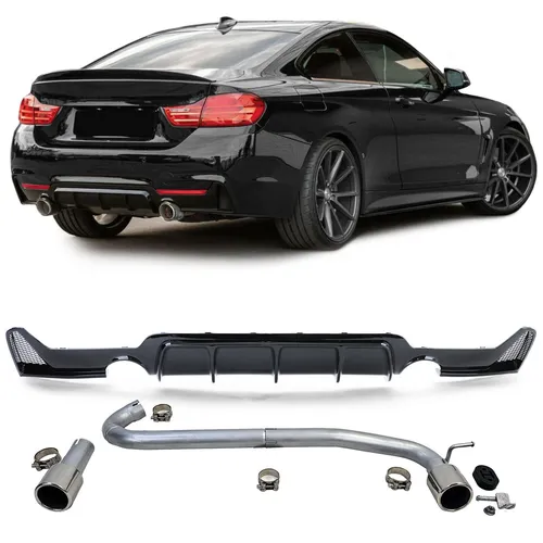 Heckdiffusor Glanz + Endrohr 440 Look für BMW F32 F33 F36 - Stoßfängerabdeckung für hinten, verleiht Ihrem BMW F32/F33/F36 ein sportliches Design und optimiert die Aerodynamik.