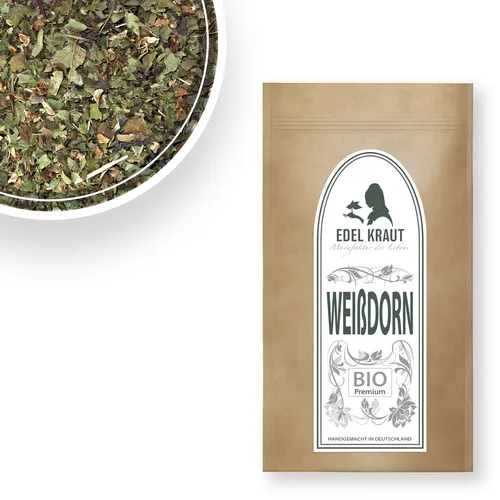 250g BIO Weißdornblätter Tee | EDEL KRAUT Weissdorntee m. Blüten