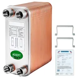 VEVOR Plattenwärmetauscher Edelstahl B12-60 - Hochwertiger Plattenwärmetauscher aus Edelstahl 316L mit 60 Platten für effiziente Wärmeübertragung. Kompakt und flexibel einsetzbar, ideal für Heizsysteme und Industrieanwendungen.