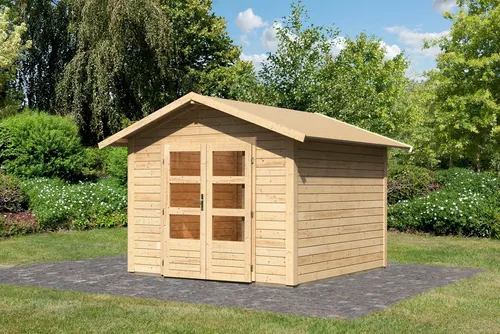 Gartenhaus KARIBU ""Tarmstedt 6" naturbelassen", beige (naturbelassen), ohne Fußboden, Gartenhäuser, aus hochwertiger nordischer Fichte
