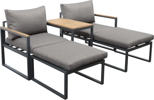 Dehner Balkonset Padua, 5-teilig, modern und flexibel - Gartenmöbel-Set aus wetterfestem Aluminium mit komfortablen Polstern. Ideal für Balkon, Terrasse oder Garten – vielseitig einsetzbar für entspannte Stunden im Freien.